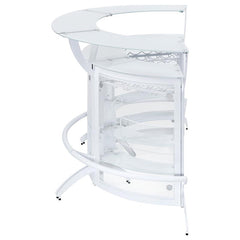 Dallas 2-shelf Curved Home Bar White and Frosted Glass (Set of 3) - 182136-S3