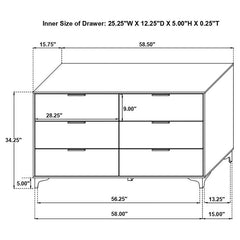 Kendall 6-drawer Dresser White - 224403