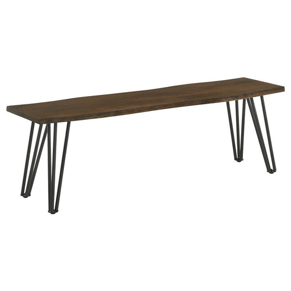 Topeka Live-edge Dining Bench Mango Cocoa and Gunmetal - 193853