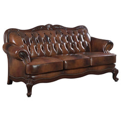 Victoria 2-piece Full Leather Upholstered Sofa Set Brown - 500681-S2