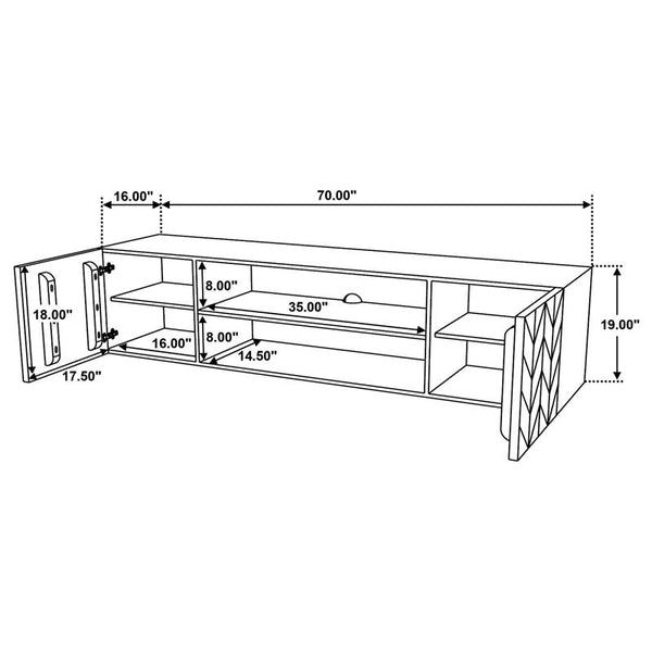 Keese 2-door Wood 70" TV Stand Media Console Mango Brown - 702333