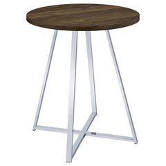 Burkhart Sled Base Round Bar Table Brown Oak and Chrome - 183516