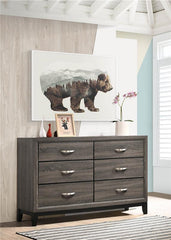 Watson 6-drawer Dresser Grey Oak and Black - 212423