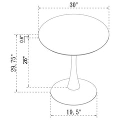 Arkell 30-inch Round Pedestal Dining Table White - 193041