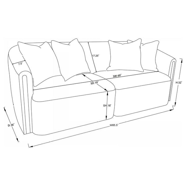 Townsend Chenille Upholstered Rolled Arm Sofa Latte - 504754