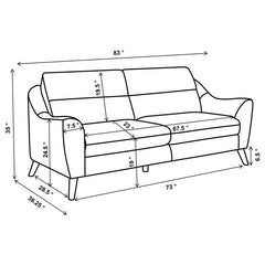 Gano 2-piece Upholstered Sloped Arm Sofa Set Navy Blue - 509514-S2
