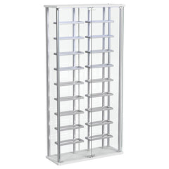Montara Tempered Glass Wine Storage Display Curio Cabinet with LED Lighting Chrome - 182037
