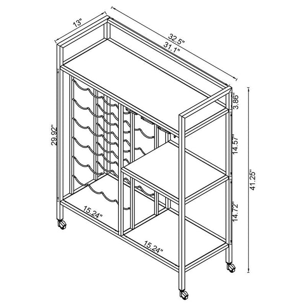 Derion Glass Shelf Serving Cart with Casters Chrome - 181370