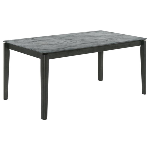 Stevie Rectangular Faux Marble Top Dining Table Grey and Black - 115111SLT