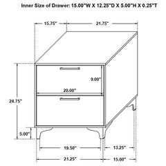 Kendall 2-drawer Nightstand White - 224402