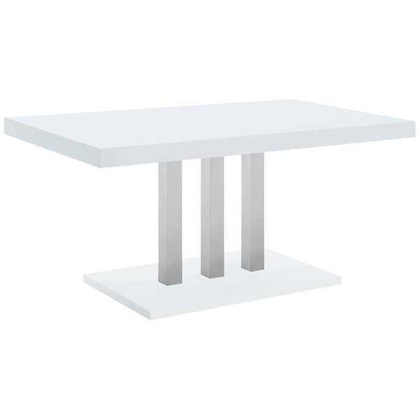 Brooklyn Rectangular Dining Table White High Gloss and Chrome - 193811