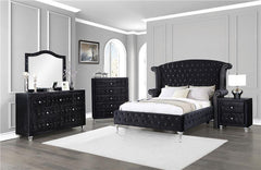 Deanna Upholstered Eastern King Wingback Bed Black - 206101KE