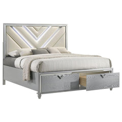 Veronica Wood Eastern King LED Storage Bed Light Silver - 224721KE