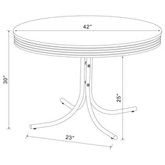 Retro Round 42-inch Wood Top Dining Table White and Chrome - 2388