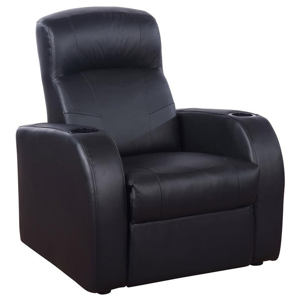 Cyrus Upholstered Track Arm Recliner Black - 600001