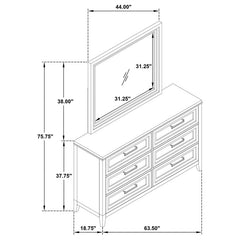 Marielle 6-drawer Dresser with Mirror Distressed White - 224843M