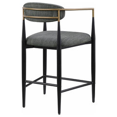 Tina Metal Counter Height Bar Stool with Upholstered Back and Seat Dark Grey (Set of 2) - 121186