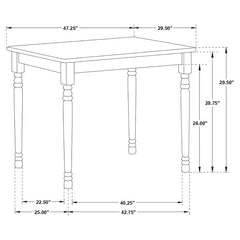 Taffee 5-piece Rectangular Windsor Dining Table Set White - 4147-S5