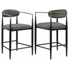 Tina Metal Counter Height Bar Stool with Upholstered Back and Seat Dark Grey (Set of 2) - 121186