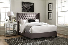 Bancroft Upholstered Queen Wingback Bed Grey - 301405Q