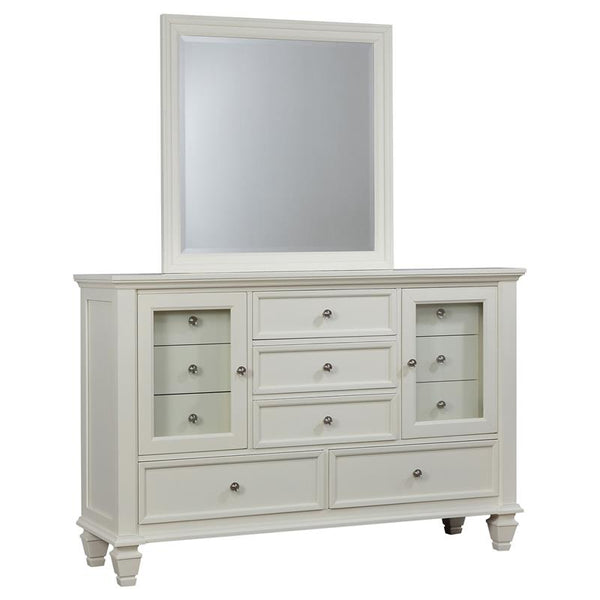 Sandy Beach 11-drawer Dresser with Mirror Cream White - 201303M