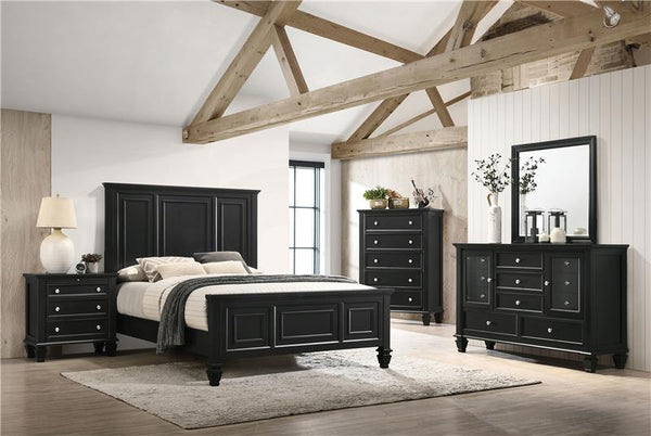 Sandy Beach Wood California King Panel Bed Black - 201321KW