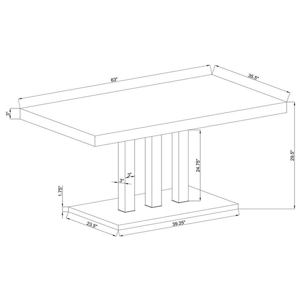 Brooklyn Rectangular Dining Table White High Gloss and Chrome - 193811