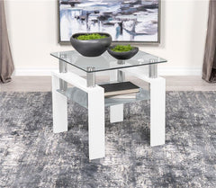 Dyer 1-shelf Square Glass Top Side End Table White - 703437