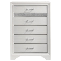 Miranda 5-drawer Chest White and Rhinestone - 205115