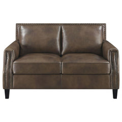 Leaton 2-piece Upholstered Recessed Arm Sofa Set Brown Sugar - 509441-S2