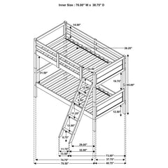 Ryder Wood Twin Over Twin Bunk Bed Weathered Taupe - 400818