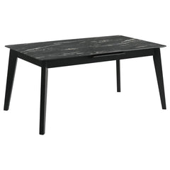 Crestmont Rectangular Dining Table with Faux Marble Top and 16" Self-Storing Extension Leaf Black - 121251