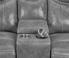 Conrad 2-piece Upholstered Padded Arm Motion Sofa Set Grey - 650354-S2