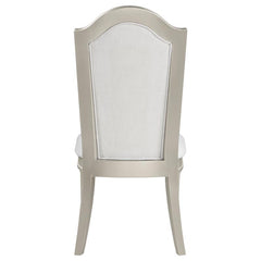 Evangeline Upholstered Dining Side Chair with Faux Diamond Trim Ivory and Silver Oak (Set of 2) - 107552