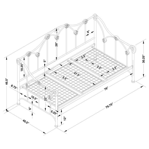 Halladay Metal Twin Daybed White - 300216