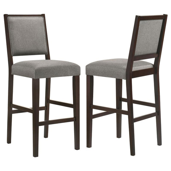 Bedford Upholstered Open Back Bar Stools with Footrest (Set of 2) Grey and Espresso - 183472