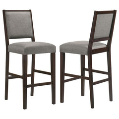 Bedford Upholstered Open Back Bar Stools with Footrest (Set of 2) Grey and Espresso - 183472
