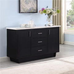 Sherry 3-drawer Marble Top Dining Sideboard Server White and Rustic Espresso - 115515