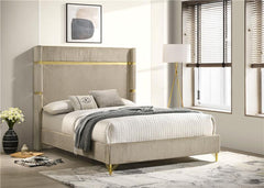Lucia Upholstered Queen Wingback Bed Beige - 224731Q