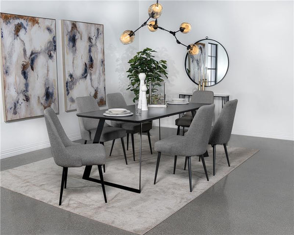 Smith 7-piece Rectangular Dining Set with Ceramic Table Top Black and Gunmetal - 115231-S7