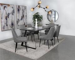 Smith 7-piece Rectangular Dining Set with Ceramic Table Top Black and Gunmetal - 115231-S7