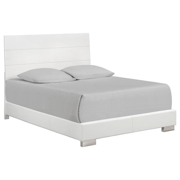 Felicity Wood Eastern King Panel Bed White High Gloss - 203501KE