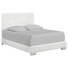 Felicity 4-piece Eastern King Bedroom Set White High Gloss - 203501KE-S4