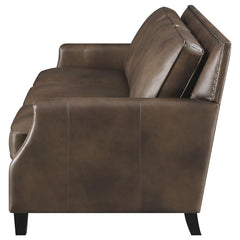 Leaton Upholstered Recessed Arm Sofa Brown Sugar - 509441
