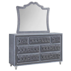 Antonella 7-drawer Upholstered Dresser with Mirror Grey - 223583M