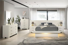 Jessica Wood California King LED Panel Bed Cream White - 202990KW