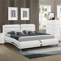 Jeremaine Upholstered Eastern King Sleigh Bed White - 300345KE