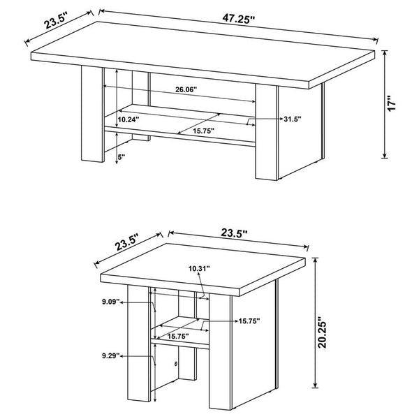 Rodez 3-piece Engineered Wood Coffee Table Set Black Oak - 700345