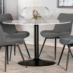 Bartole Round Dining Table White and Matte Black - 108020