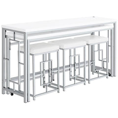 Jackson 5-piece Multipurpose Counter Height Table Set White and Chrome - 182715